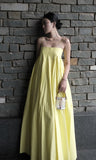 Light Yellow Straps A-Line Long Party Dress Fashion Vacation Dress, HZ0319