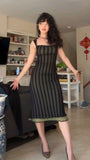 Vintage Straps Sheath Midi Length Cocktail Dress Party Dress, HZ0319