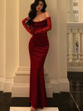 Charming Red Spaghetti Straps Mermaid Long Evening Party Dress, HZ0319