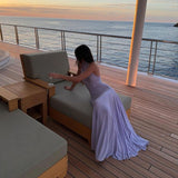 Elegant Lilac Straps A-Line Long Party Dress Birthday Outfits, HZ0319