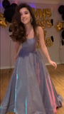 Shiny Green A-Line Straps Long Party Dress Birthday Outfits, HZ0319