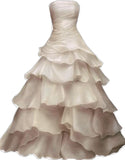 Ivory Strapless A-Line Tiered Long Party Gown Wedding Dress, HZ0319