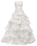 Ivory Strapless A-Line Tiered Long Party Gown Wedding Dress, HZ0319