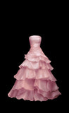 Ivory Strapless A-Line Tiered Long Party Gown Wedding Dress, HZ0319