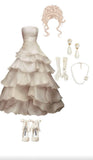 Ivory Strapless A-Line Tiered Long Party Gown Wedding Dress, HZ0319