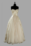 Ivory Strapless A-Line Long Party Dress Vintage Wedding Dress, HZ0319