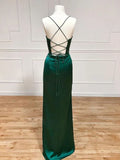 Sage Green Straps Sheath Long Formal Prom Dress Simple Occasion Dress, HZ0319
