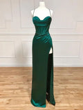 Sage Green Straps Sheath Long Formal Prom Dress Simple Occasion Dress, HZ0319