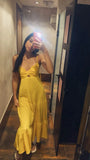 Yellow Spaghetti Straps A-Line Long Party Dress Vacation Dress, HZ0319