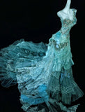 Gorgeous Blue One Shoulder Lace Tulle A-Line Long Evening Gown, HZ0319