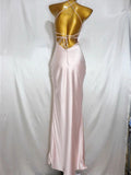 Light Pink Straps Mermaid Satin Long Party Dress Bridesmaid Dress, HZ0319