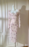 Pink Sweetheart Long Sleeves Sheath Cocktail Dress Party Dress, HZ0319