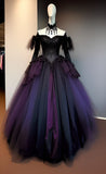 Modest Long Sleeves A-Line Tulle Long Formal Prom Dress Evening Gown, HZ0319