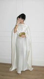 Modest White Sheath Satin Long Formal Party Dress , HZ0319