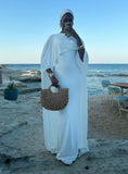 Modest White Sheath Satin Long Formal Party Dress , HZ0319