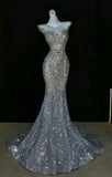 Gorgeous Sleeveless Mermaid Shiny Long Prom Dress Evening Gown, HZ0319