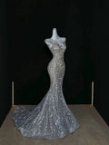 Gorgeous Sleeveless Mermaid Shiny Long Prom Dress Evening Gown, HZ0319