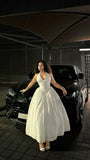 Elegant Halter Neck A-Line White Long Party Dress Fashion Women Dress, HZ0319