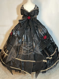 Black Off Shoulder A-Line Lace Satin Birthday Ball Gown Quinceanera Dress, HZ0319