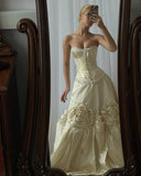 Ivory Sweetheart Neck A-Line Corset Long Party Dress Birthday Dress, HZ0319