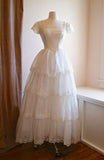 White A-Line Lace Layers Vintage Wedding Dress Birthday Gown, HZ0319