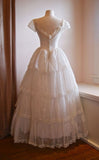 White A-Line Lace Layers Vintage Wedding Dress Birthday Gown, HZ0319