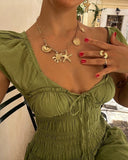 Green Backless A-Line Chiffon Party Dress Fashion Vacation Dress, HZ0319
