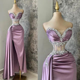 Light Purple Sweetheart Beading Sheath Long Formal Prom Dress, HZ0319