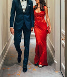 Charming Red Scoop Neck Mermaid Long Party Drses Formal Evening Dress, HZ0319