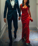 Charming Red Scoop Neck Mermaid Long Party Drses Formal Evening Dress, HZ0319