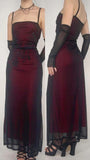 Vintage Burgundy Spaghetti Straps Tulle Sheath Long Evening Party Dress, HZ0319