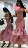 Elegant Pink One Shoulder Mermaid Long Party Dress Birthday Gown, HZ0319