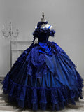 Royal Blue Gothic Straps Quinceanera Dress Birthday Ball Gown, HZ0319