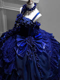Royal Blue Gothic Straps Quinceanera Dress Birthday Ball Gown, HZ0319