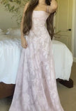 Pink A-Line Straps Long Party Dress Wedding Guest Dress, HZ0319