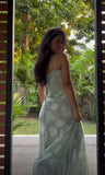 Blue A-Line Straps Long Party Dress Wedding Guest Dress, HZ0319