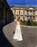 Ivory A-Line Straps Long Party Dress Wedding Guest Dress, HZ0319
