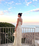 Ivory A-Line Straps Long Party Dress Wedding Guest Dress, HZ0319
