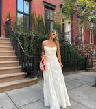 Ivory A-Line Straps Long Party Dress Wedding Guest Dress, HZ0319