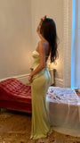Light Green Strapless Sheath Long Party Dress Evening Gown, HZ0319