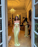 Light Green Strapless Sheath Long Party Dress Evening Gown, HZ0319