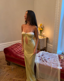 Light Green Strapless Sheath Long Party Dress Evening Gown, HZ0319