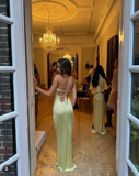 Light Green Strapless Sheath Long Party Dress Evening Gown, HZ0319