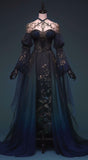 Navy Blue Long Sleeves Appliques A-Line Modest Long Formal Prom Gown, HZ0319