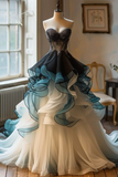 Sweetheart Neck A-Line Ombre Formal Evening Gown Party Dress, HZ0319