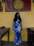 Blue Strapless Sheath Fashion Vacation Dress Long Party Dress, HZ0319