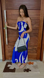 Blue Strapless Sheath Fashion Vacation Dress Long Party Dress, HZ0319