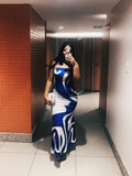 Blue Strapless Sheath Fashion Vacation Dress Long Party Dress, HZ0319