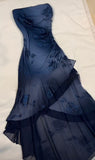 Vintage Navy Strapless Ruffles Chiffon Long Party Dress Evening Gown, HZ0319