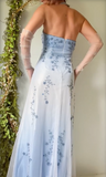 Ombre Halter Neck A-Line Beading Long Prom Dress Vintage Party Dress, HZ0319